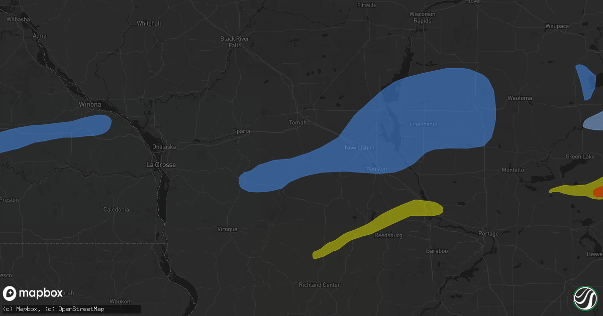 Hail map in Wilton, WI on July 1, 2026