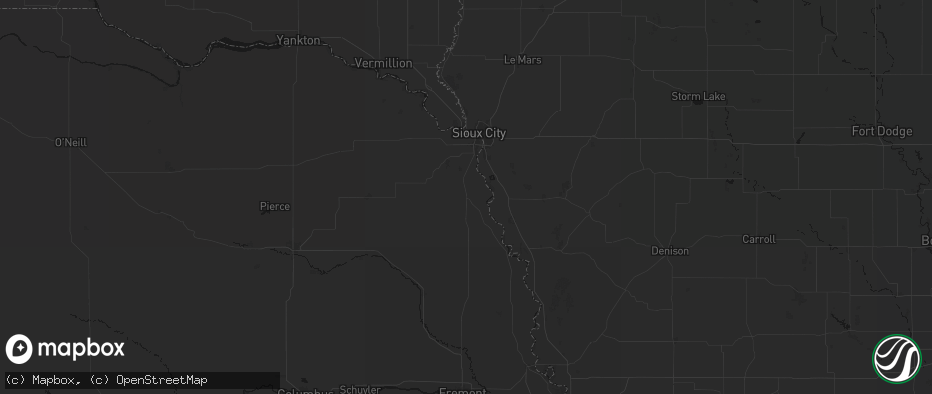 Hail map in Winnebago, NE on July 1, 2026