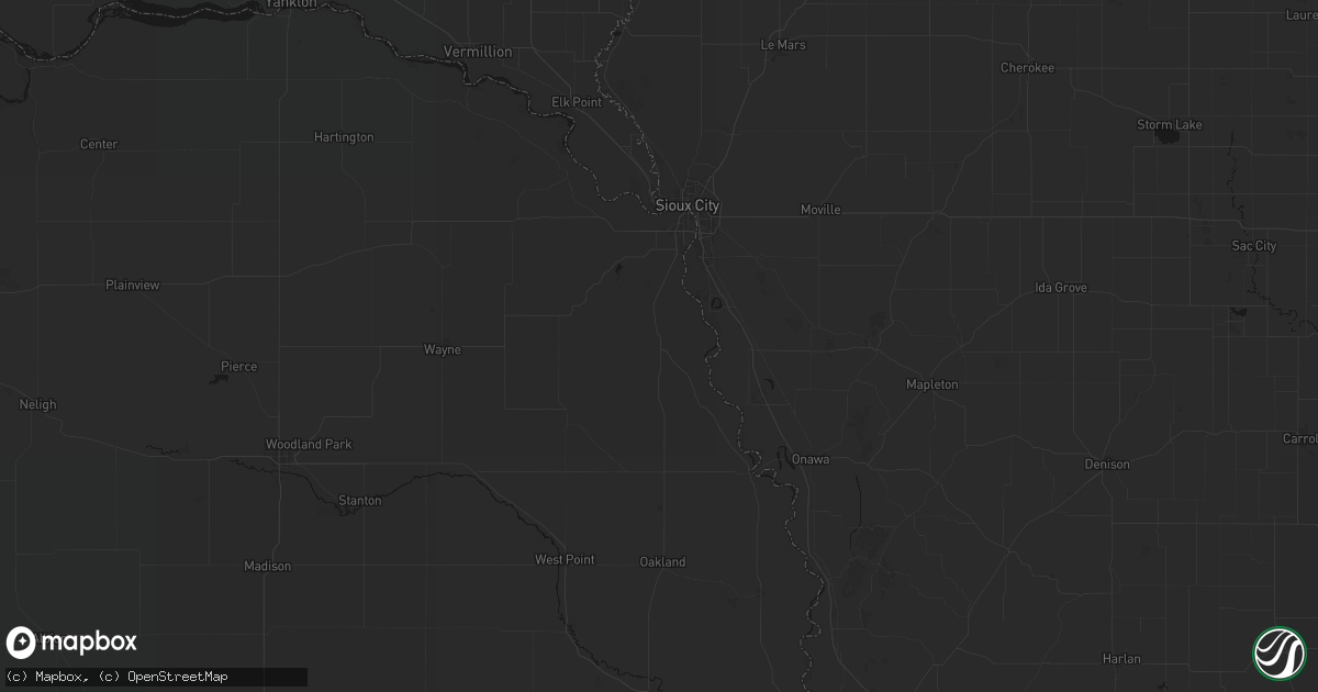 Hail map in Winnebago, NE on July 1, 2026