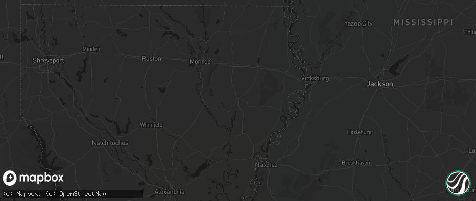 Hail map in Winnsboro, LA on July 1, 2026