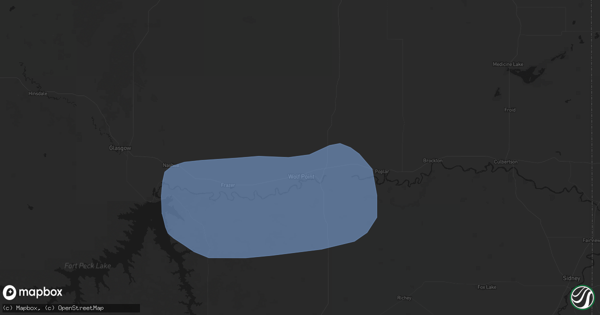 Hail map in Wolf Point, MT on July 1, 2026