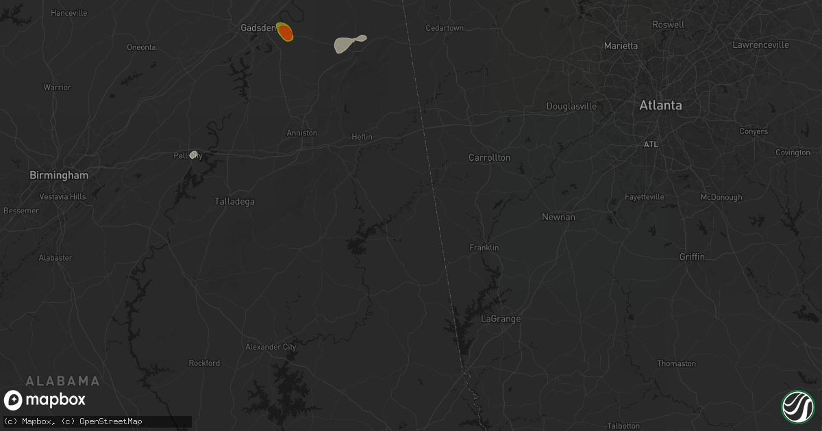 Hail map in Woodland, AL on July 1, 2026