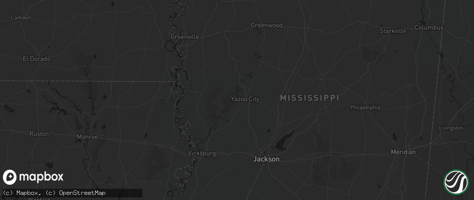 Hail map in Yazoo City, MS on July 1, 2026