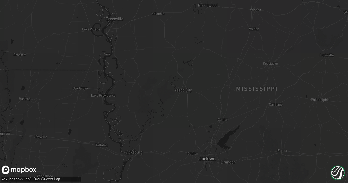 Hail map in Yazoo City, MS on July 1, 2026