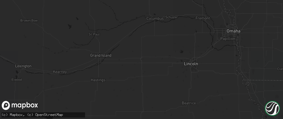 Hail map in York, NE on July 1, 2026