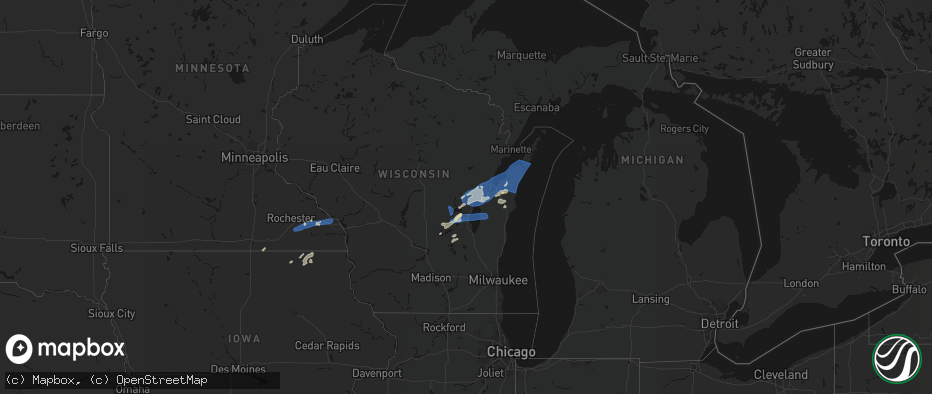 Hail map on July 1, 2026