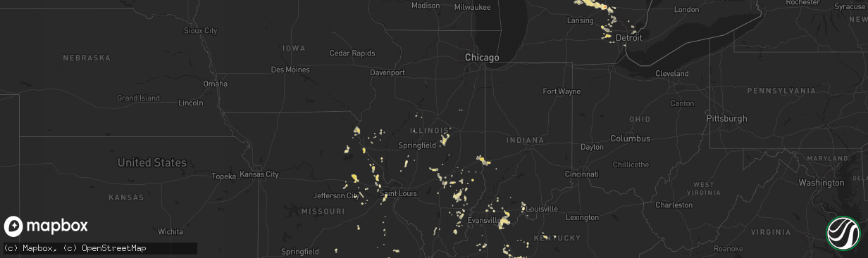 Hail map in Illinois on July 2, 2012