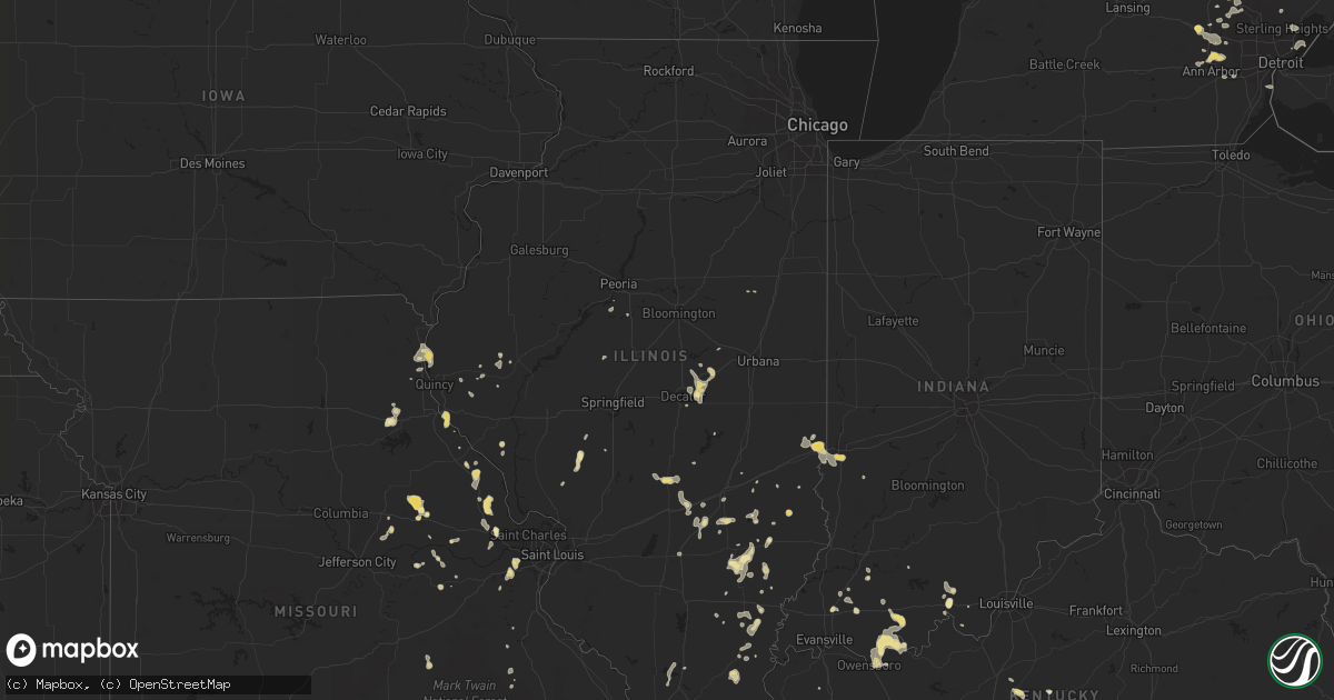 Hail map in Illinois on July 2, 2012