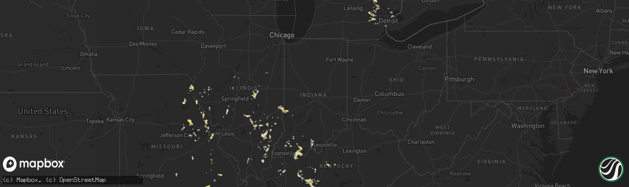 Hail map in Indiana on July 2, 2012