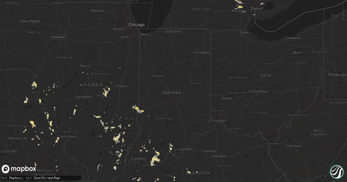 Hail map in Indiana on July 2, 2012