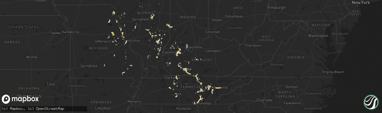 Hail map in Kentucky on July 2, 2012