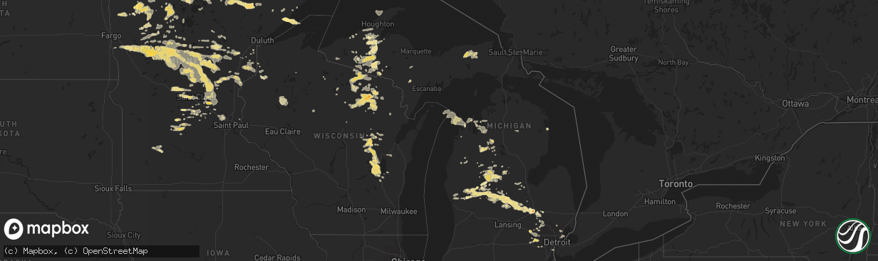 Hail map in Michigan on July 2, 2012