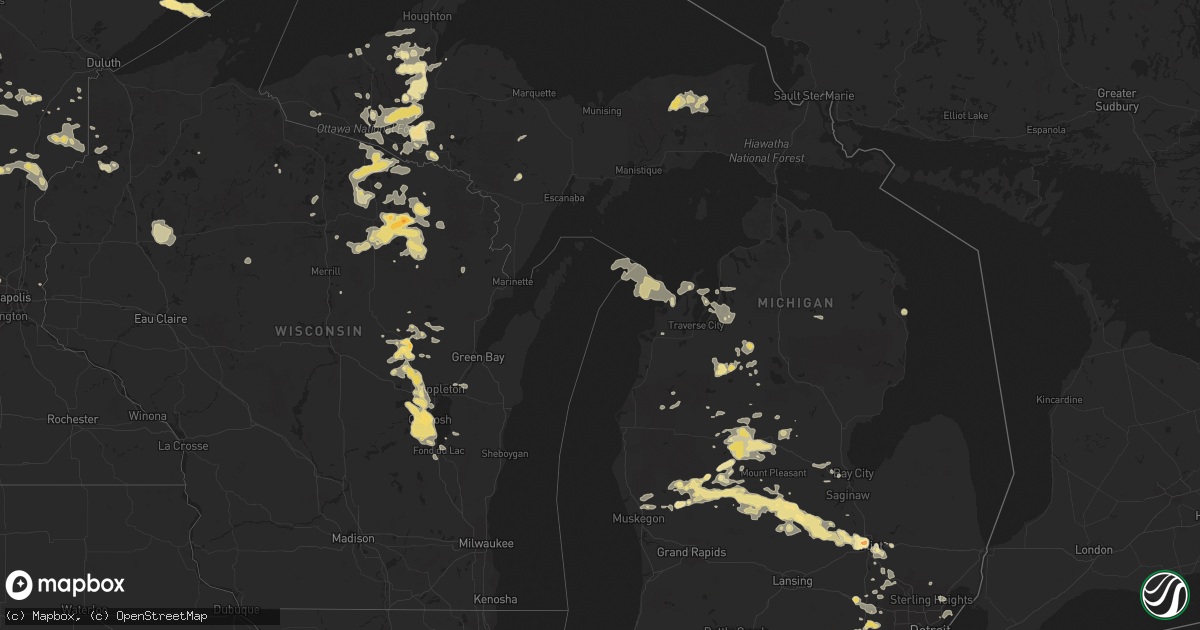 Hail map in Michigan on July 2, 2012