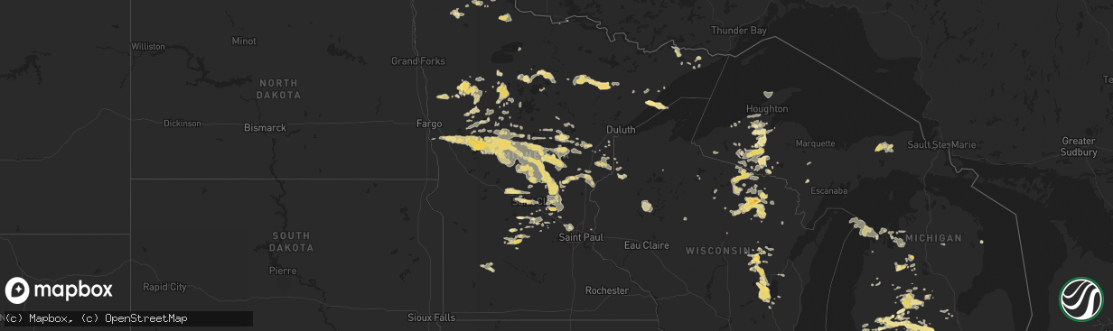 Hail map in Minnesota on July 2, 2012