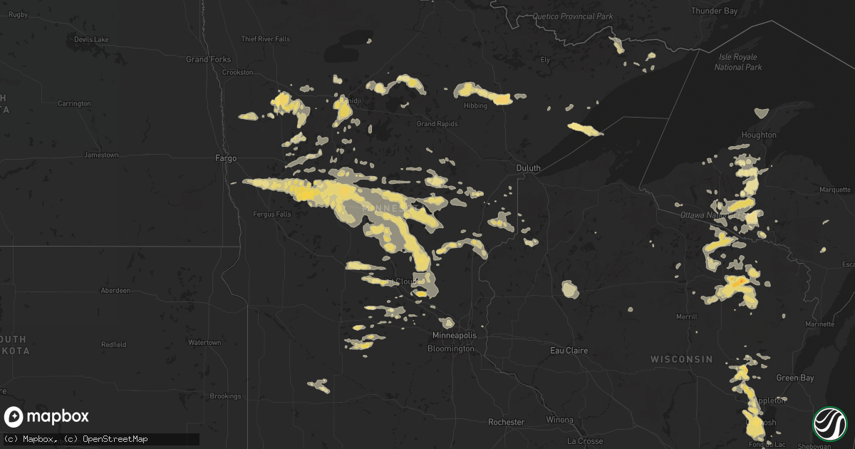 Hail map in Minnesota on July 2, 2012