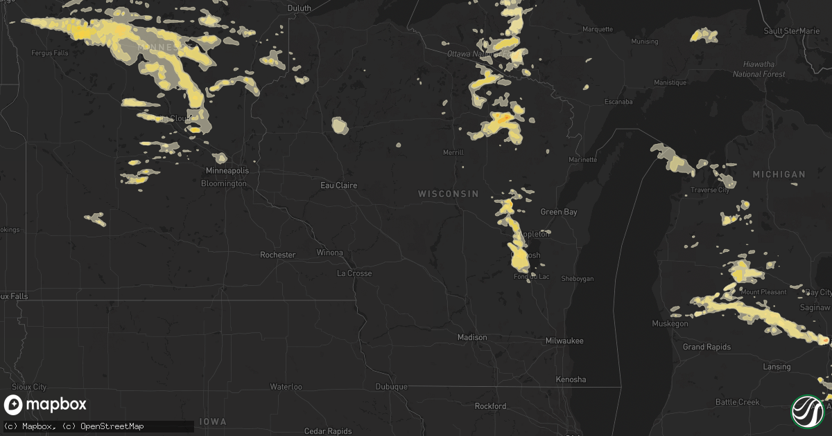 Hail map in Wisconsin on July 2, 2012