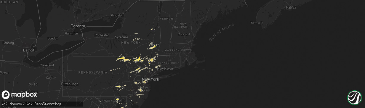 Hail map in Connecticut on July 2, 2014