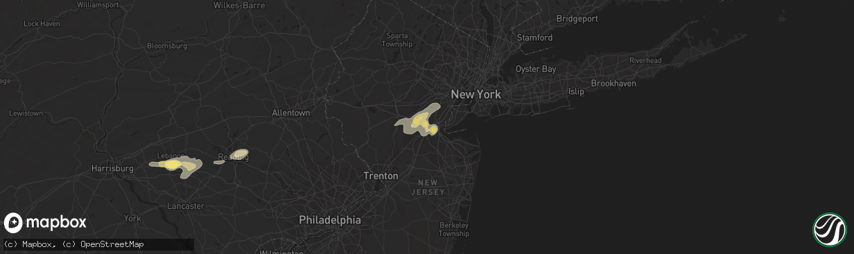 Hail map in Edison, NJ on July 2, 2014