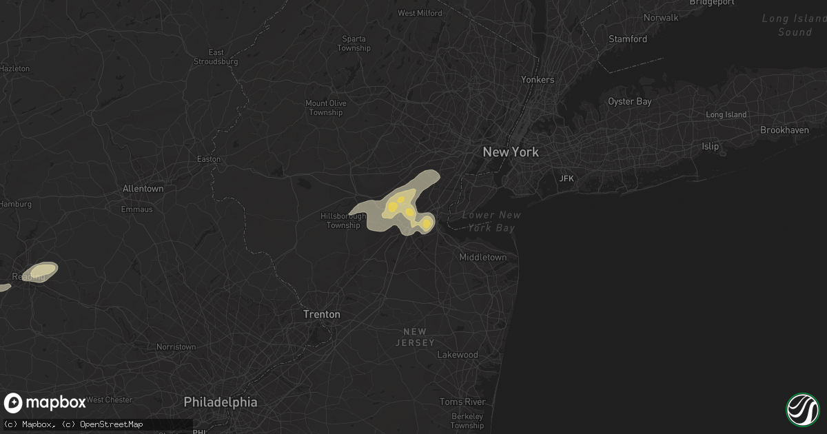 Hail map in Edison, NJ on July 2, 2014