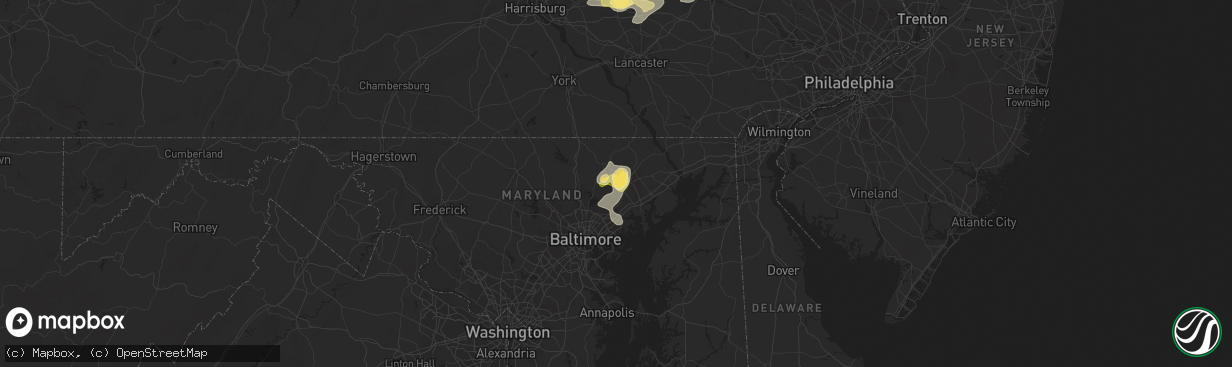 Hail map in Fallston, MD on July 2, 2014