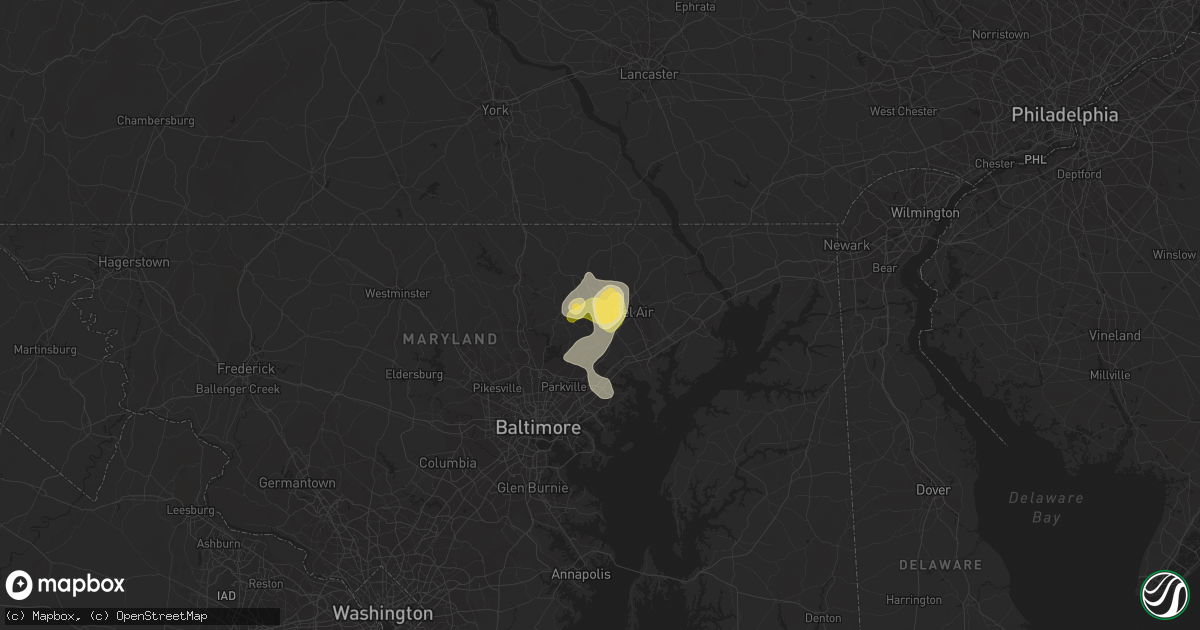 Hail map in Fallston, MD on July 2, 2014