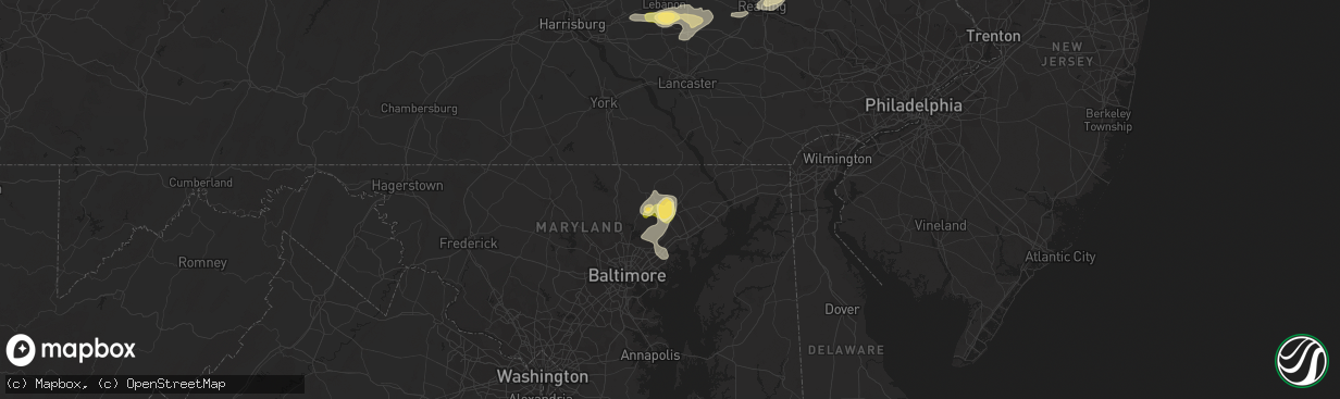 Hail map in Forest Hill, MD on July 2, 2014