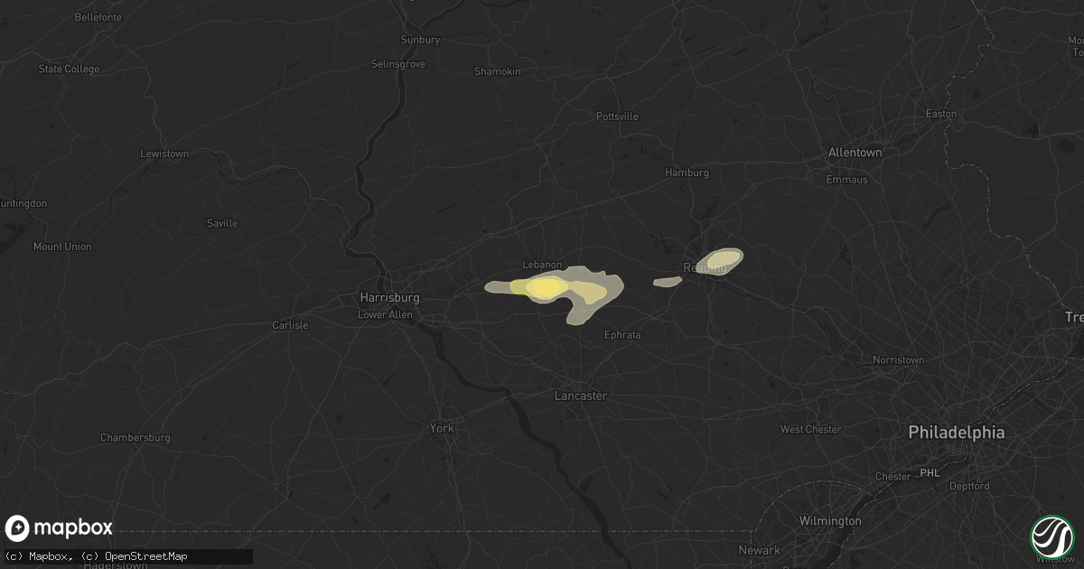 Hail map in Lebanon, PA on July 2, 2014
