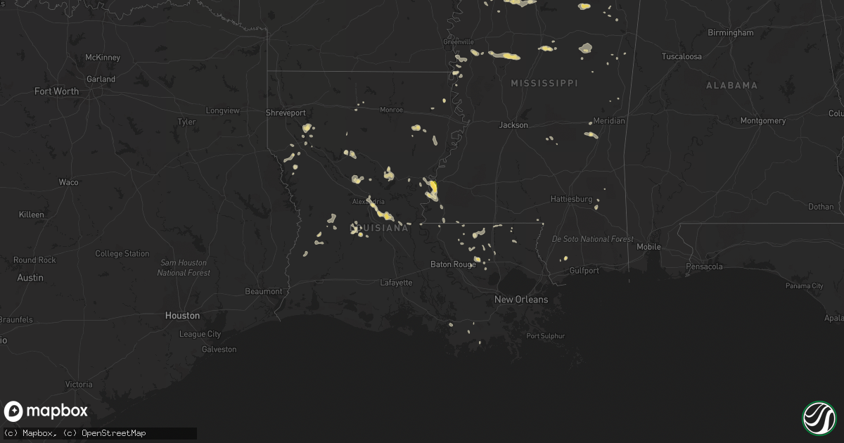 Hail map in Louisiana on July 2, 2014