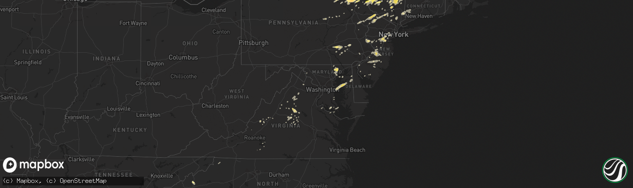 Hail map in Maryland on July 2, 2014