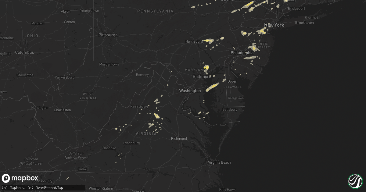 Hail map in Maryland on July 2, 2014