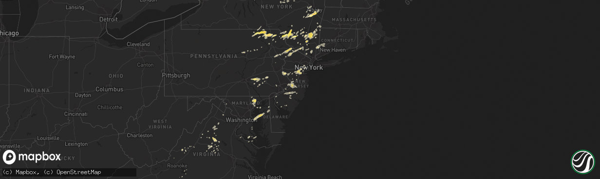 Hail map in New Jersey on July 2, 2014