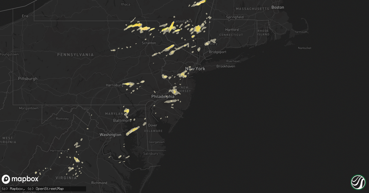 Hail map in New Jersey on July 2, 2014