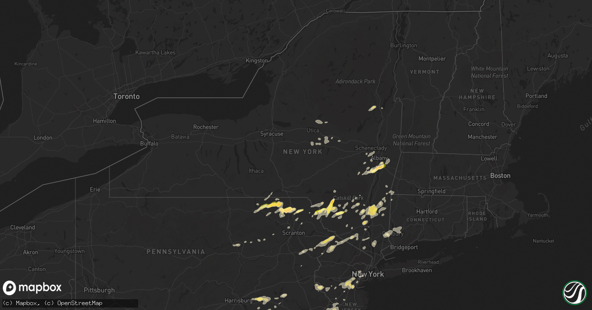 Hail map in New York on July 2, 2014