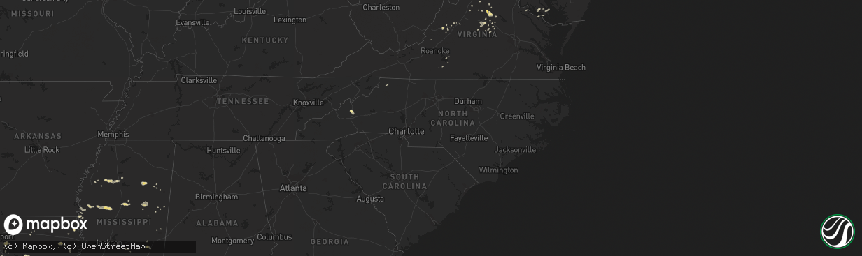 Hail map in North Carolina on July 2, 2014