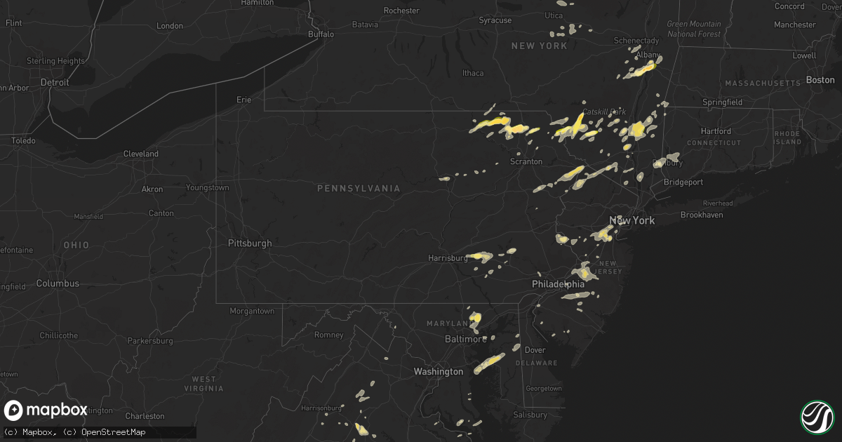 Hail map in Pennsylvania on July 2, 2014