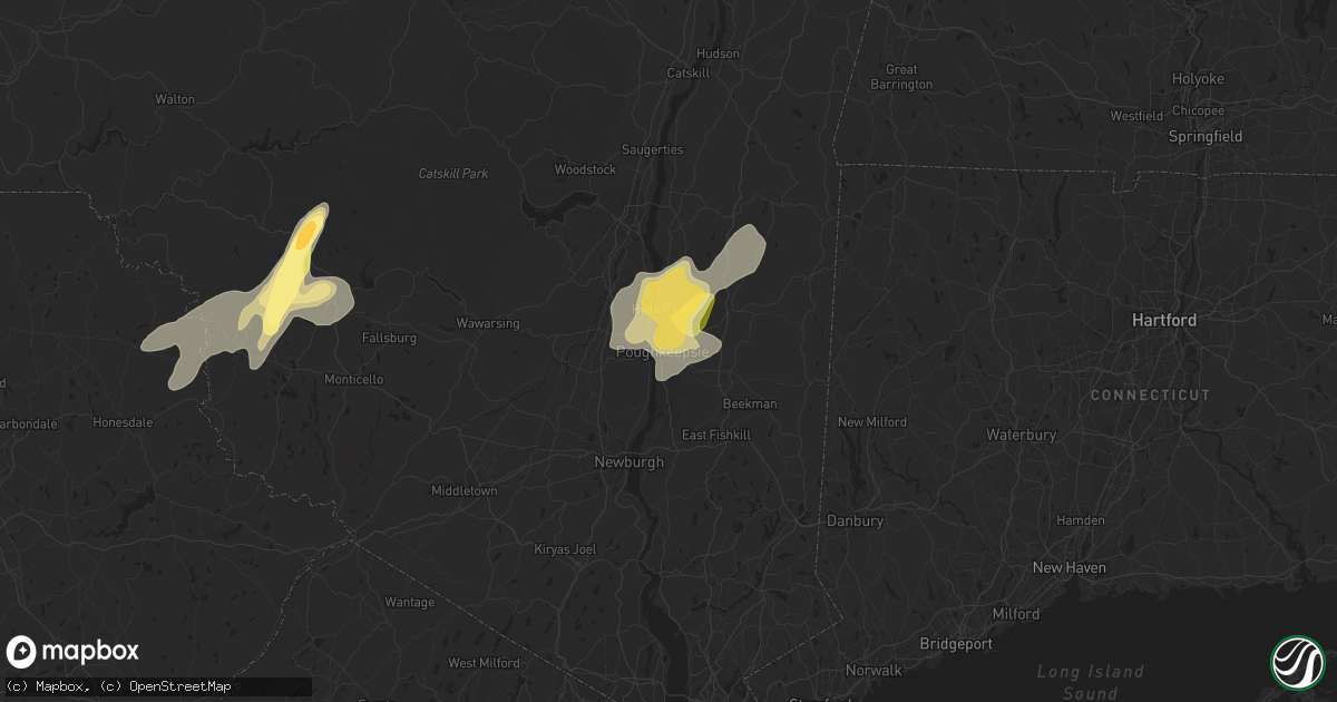 Hail map in Poughkeepsie, NY on July 2, 2014