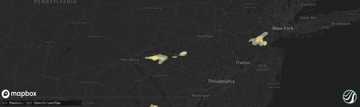 Hail map in Reading, PA on July 2, 2014