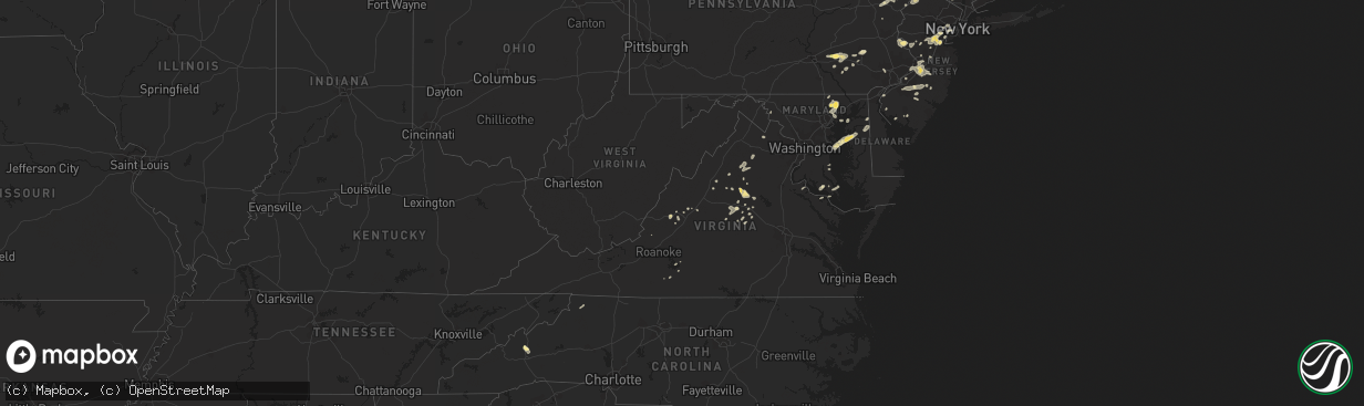 Hail map in Virginia on July 2, 2014