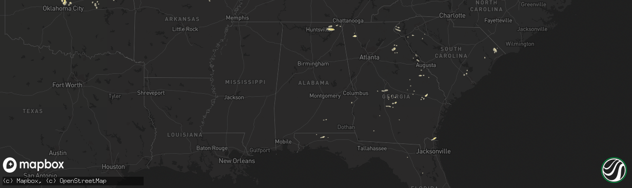 Hail map in Alabama on July 2, 2015