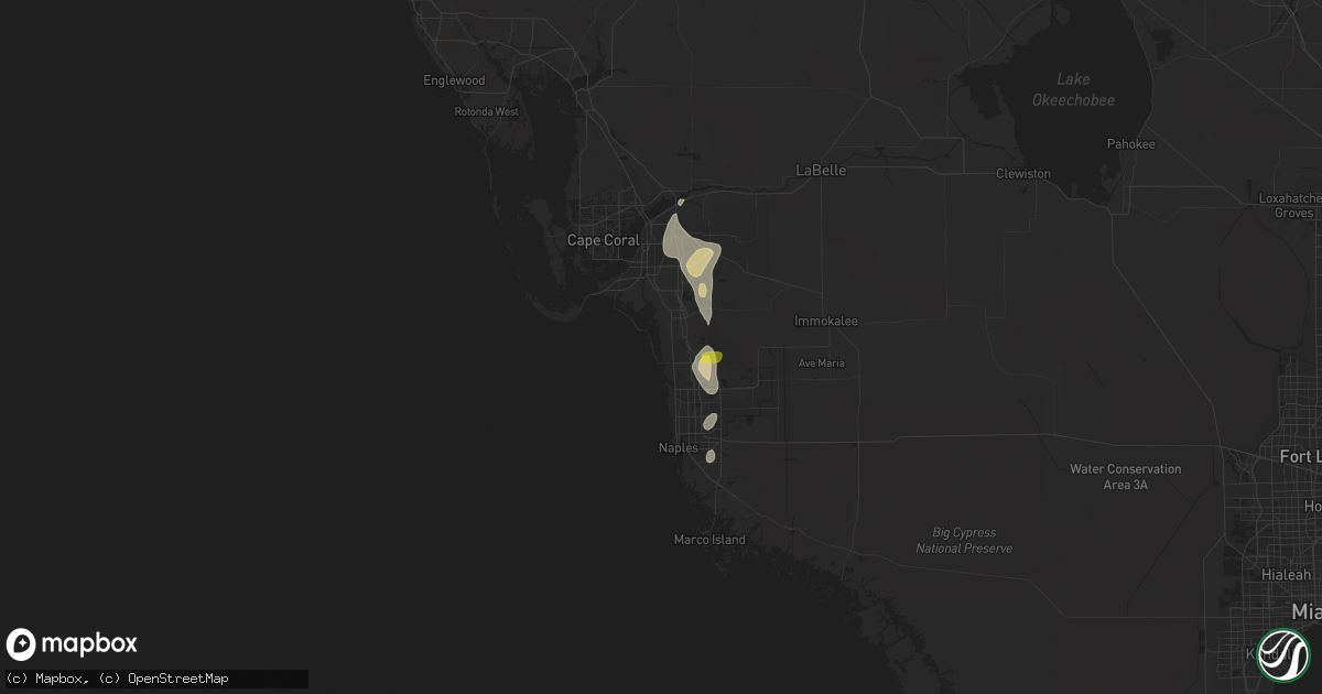 Hail map in Bonita Springs, FL on July 2, 2015