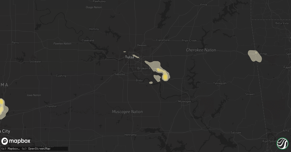 Hail map in Broken Arrow, OK on July 2, 2015