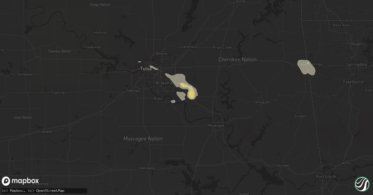 Hail map in Coweta, OK on July 2, 2015
