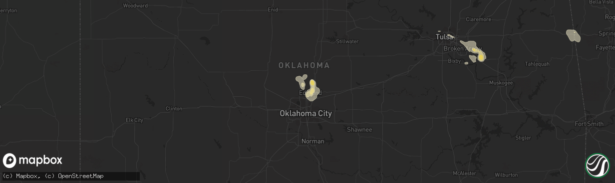 Hail map in Edmond, OK on July 2, 2015