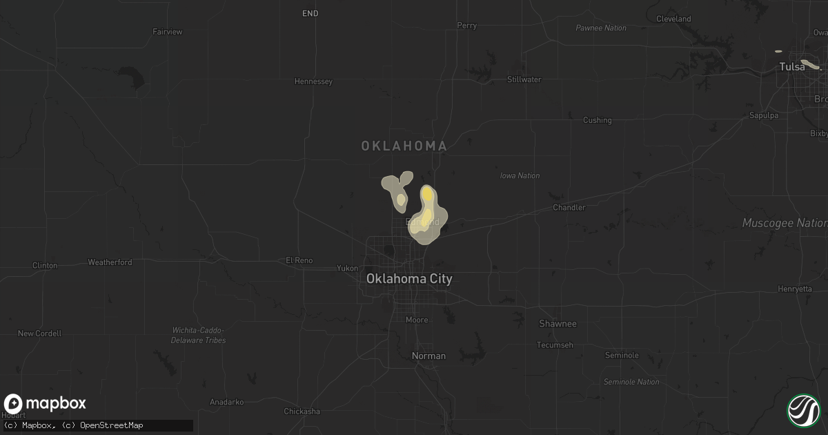 Hail map in Edmond, OK on July 2, 2015