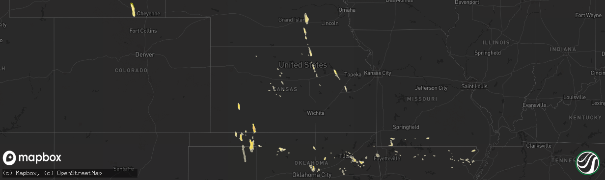 Hail map in Kansas on July 2, 2015