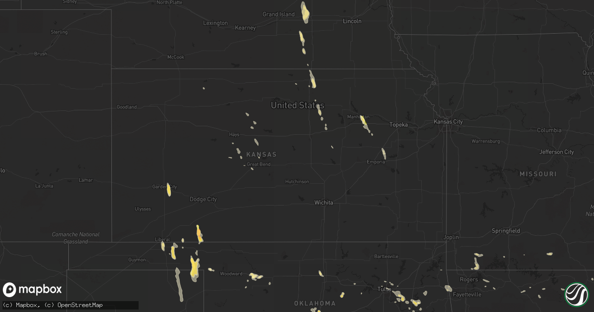 Hail map in Kansas on July 2, 2015