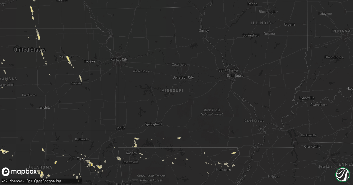 Hail map in Missouri on July 2, 2015