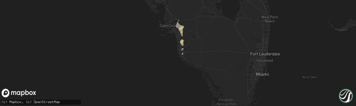 Hail map in Naples, FL on July 2, 2015