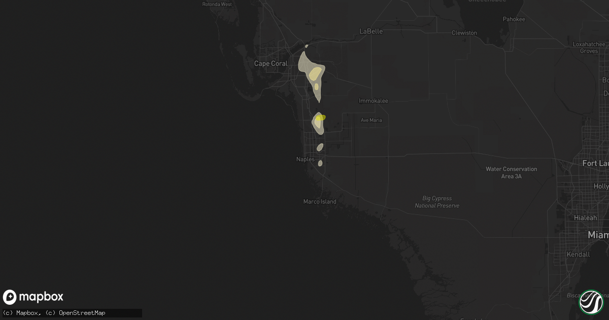 Hail map in Naples, FL on July 2, 2015
