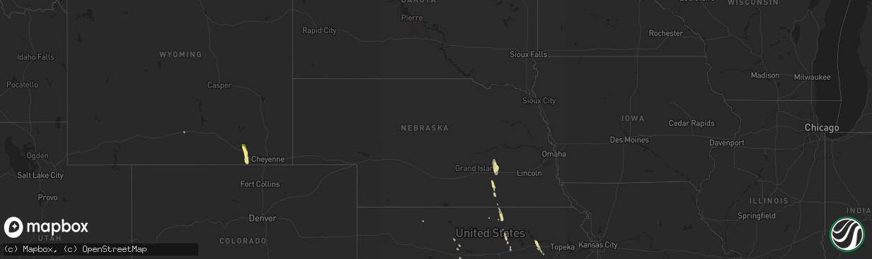 Hail map in Nebraska on July 2, 2015